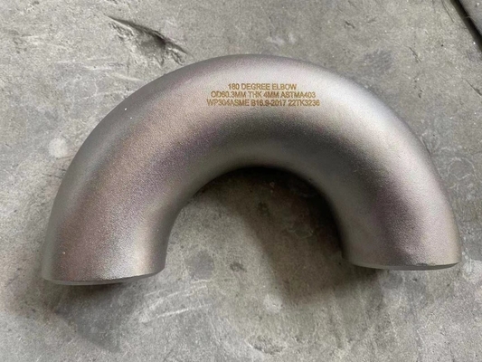 اتصالات لوله جوش لب به لب 180D Super Duplex فولاد ضد زنگ خم شعاع کوتاه UNS S32750 ASME B16.9