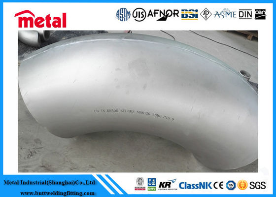 ASME B16 9 لوله های آلیاژی نیکل اتصالات NO8020 90 درجه آرنج LR آلیاژ 20