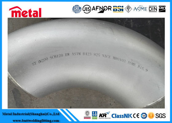 Hastelloy C276 اتصالات لوله اتصالات نیکل آلومینیومی 90 درجه زاویه دار بلند ASME B 16 9 رنگ نقره ای